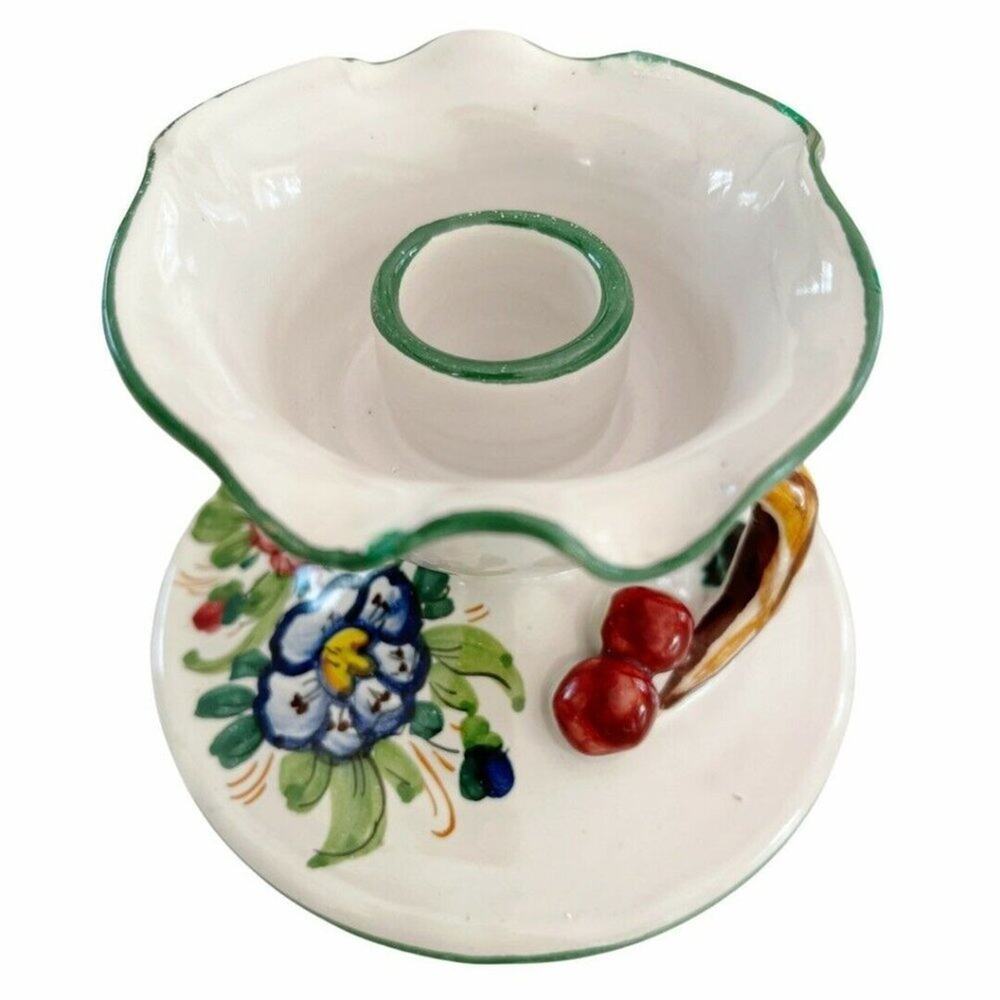 Made in Italy Hand Painted Floral 4” Candle Holders - Picture 4 of 11